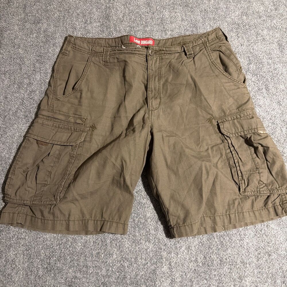 Lee Dungarees Cargo Shorts Mens Size 36 Brown Rip Stop 100% Cotton Lightweight